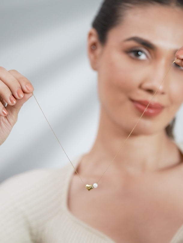 Tender Heart & Pearl Charm Necklace Chain