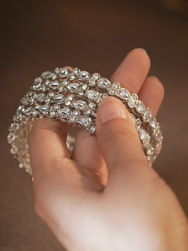 White Radiance Kundan Bangles