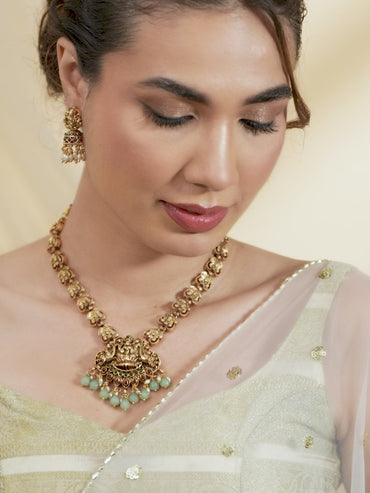 Multicolor Laxmi Motif Pearl Necklace