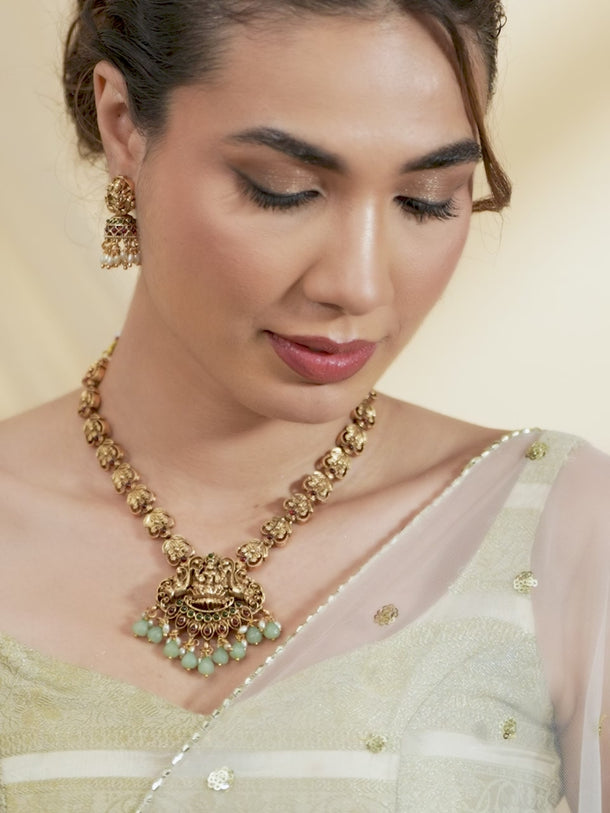 Multicolor Laxmi Motif Pearl Necklace