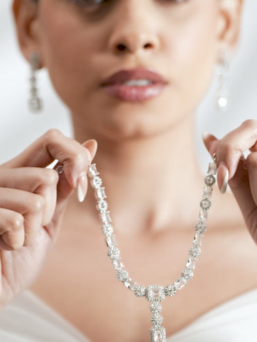 White Cubic American Diamond Zirconia Necklace Set