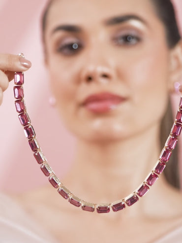 Dazzling Pink crystal necklace set