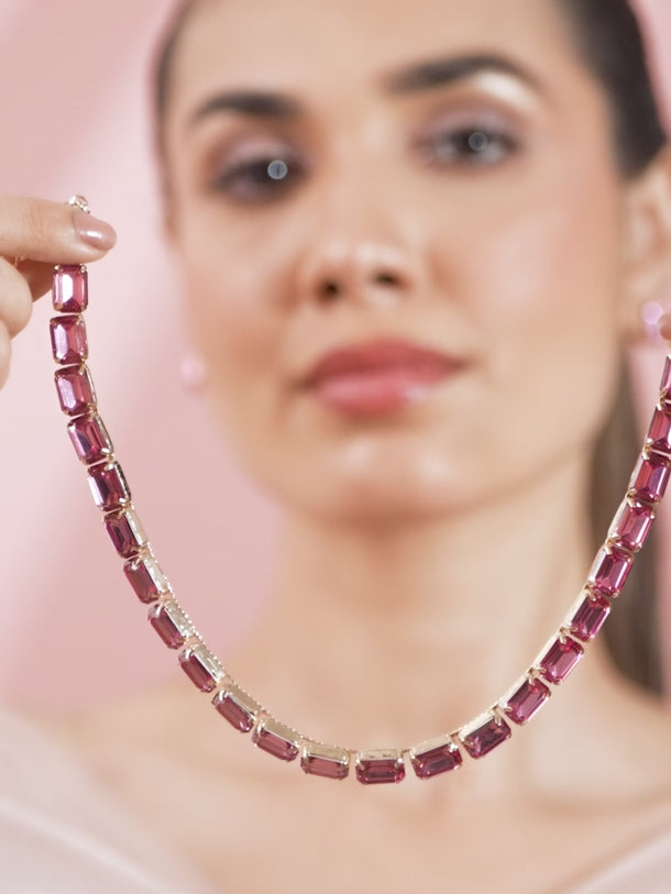 Dazzling Pink crystal necklace set