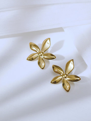Demifine 18K Gold Plated Stainless steel Flower Petal Statement Stud Earrings