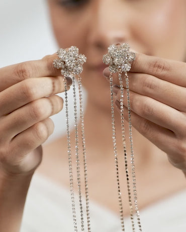 Elegant Floral Strands American Diamond Zirconia Earrings