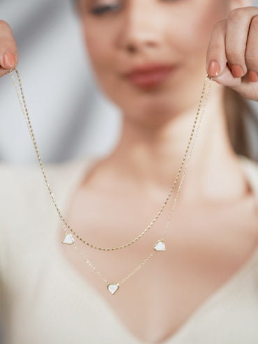 Soft Ivory Heart Charm Chain Necklace