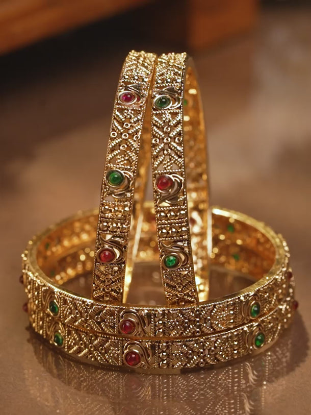 Gold Toned Bangles Set Of 4