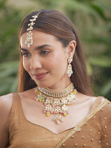 Multicolour Hue Kundan Choker Set