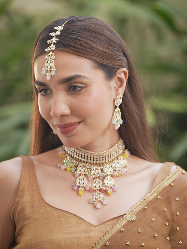 Multicolour Hue Kundan Choker Set