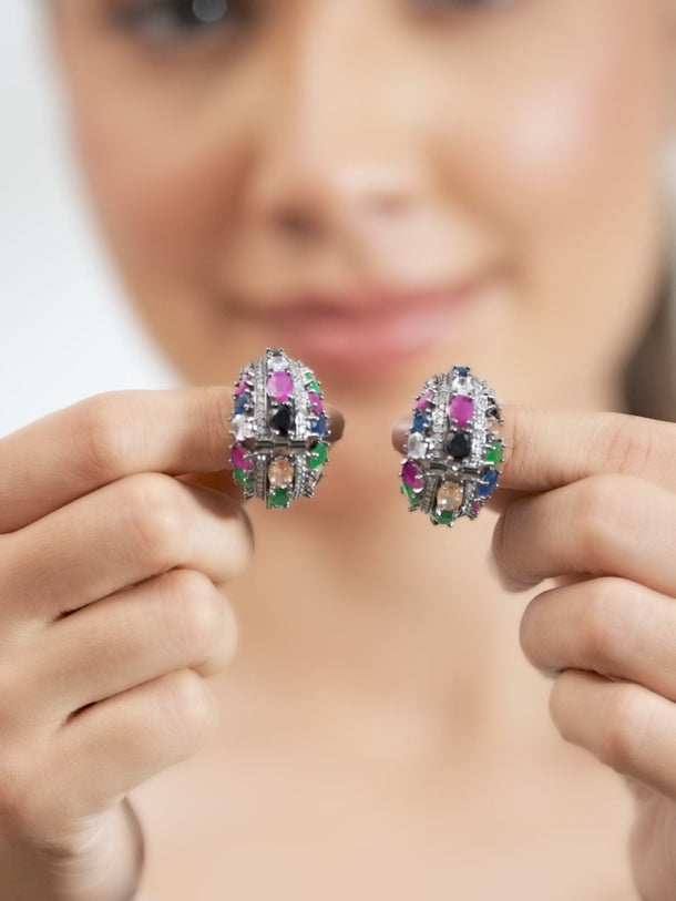 Stylish Fusion Multicolour Zirconia Hoops