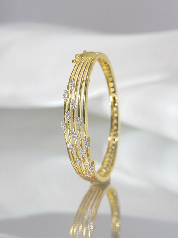 Rubans 22K Gold-Plated Cubic Zirconia Studded Bangle-Style Bracelet