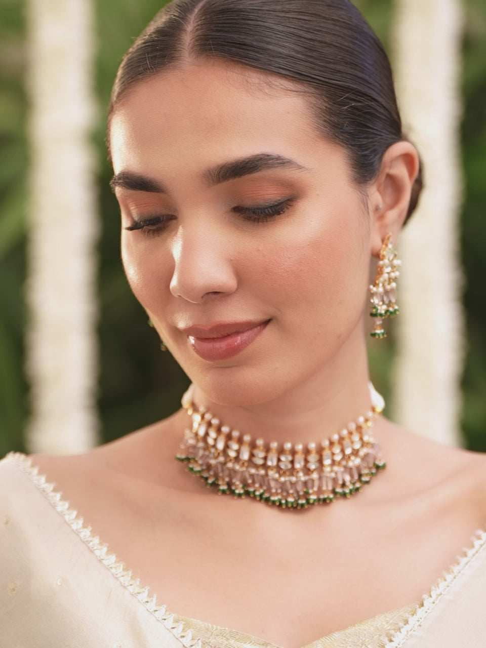 Luxe Green Beads Necklace Set