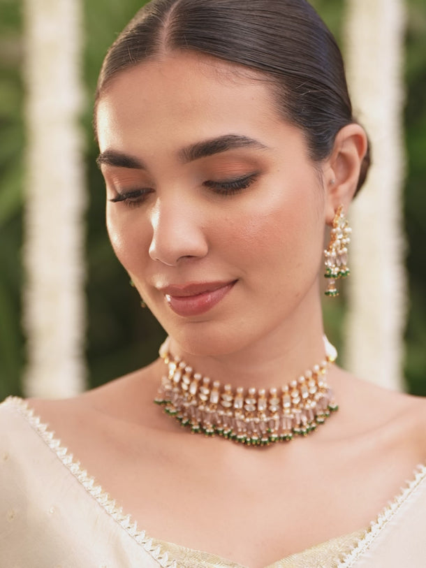 Luxe Green Beads Necklace Set