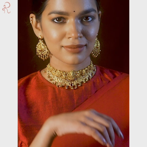 Multicolor Studded Temple Choker Set