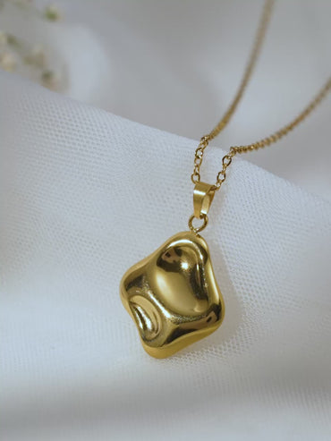 Demifine 18K Gold Plated Stainless steel Melted Gold Pendant Chain