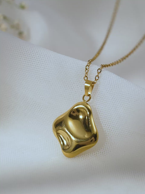 Demifine 18K Gold Plated Stainless steel Melted Gold Pendant Chain