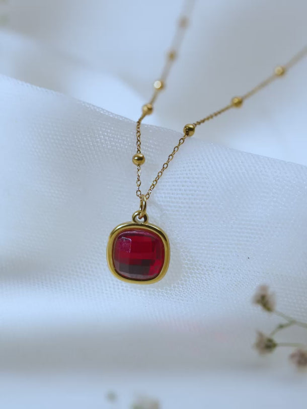 Demi Fine 18K Gold Plated Stainless steel Ruby Crush Pendant Chain