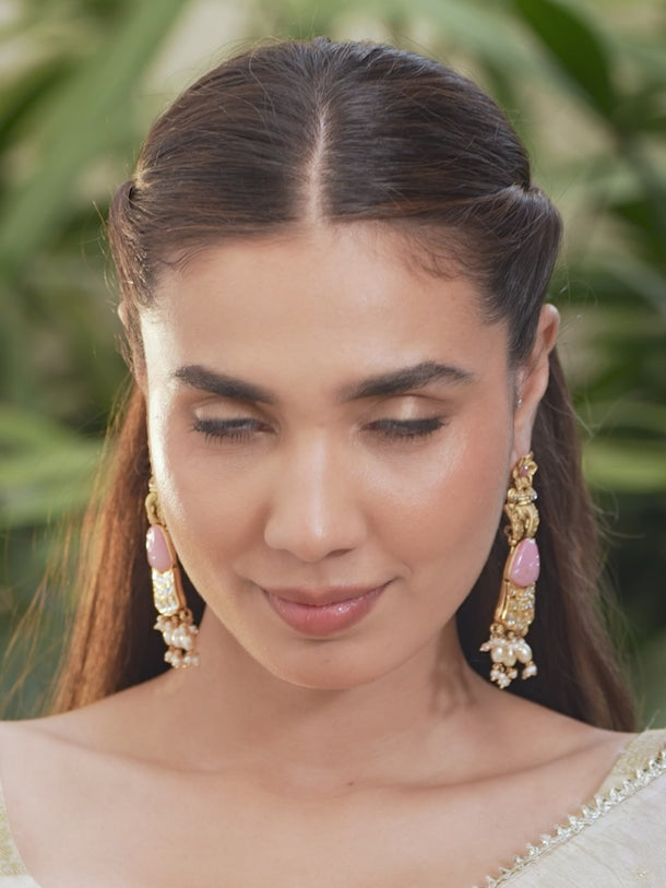 Artistry in Bloom Kundan Pearl Dangler
