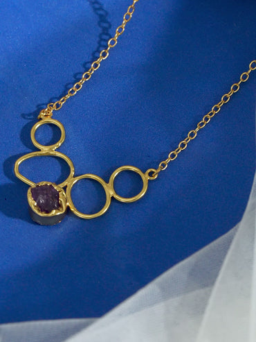 Rubans Voguish 18K Gold Plated On Copper Handcrafted With Raw Stone Setting Minimal Chain