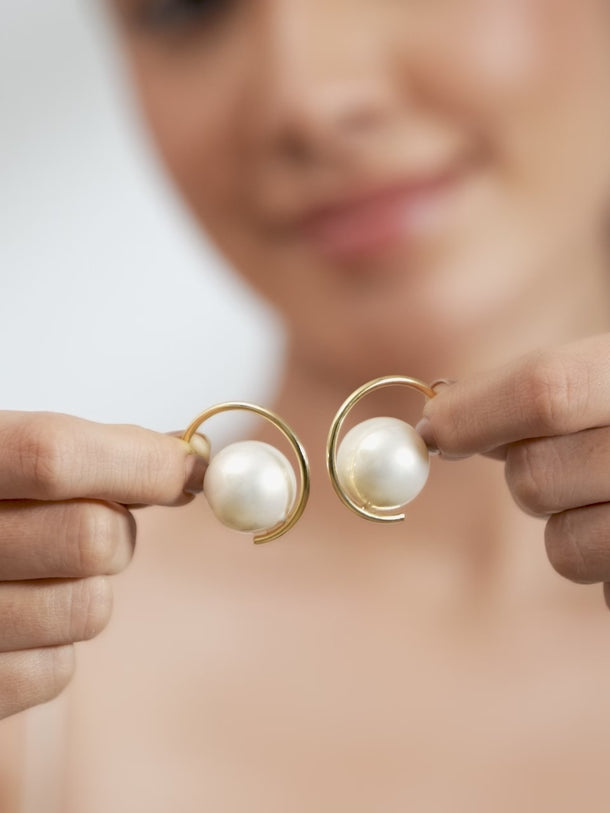 Minimal Chic White Pearl Hoops