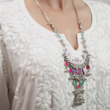 Splendid Multi Colour Oxidised Necklace Set