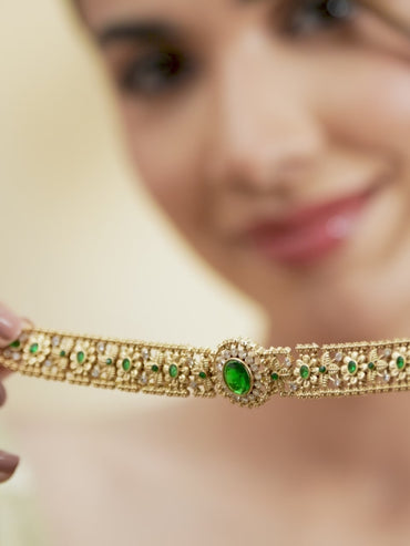 Enchanting Green Gold Plated Choker Set