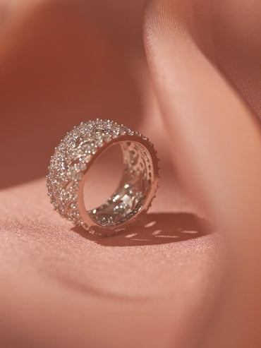 Rubans Rhodium-Plated Cubic Zirconia Stone-Studded Finger Ring