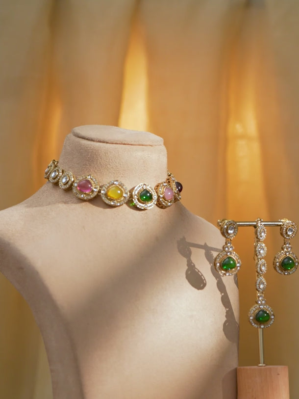 Color Mist Kundan Necklace Set