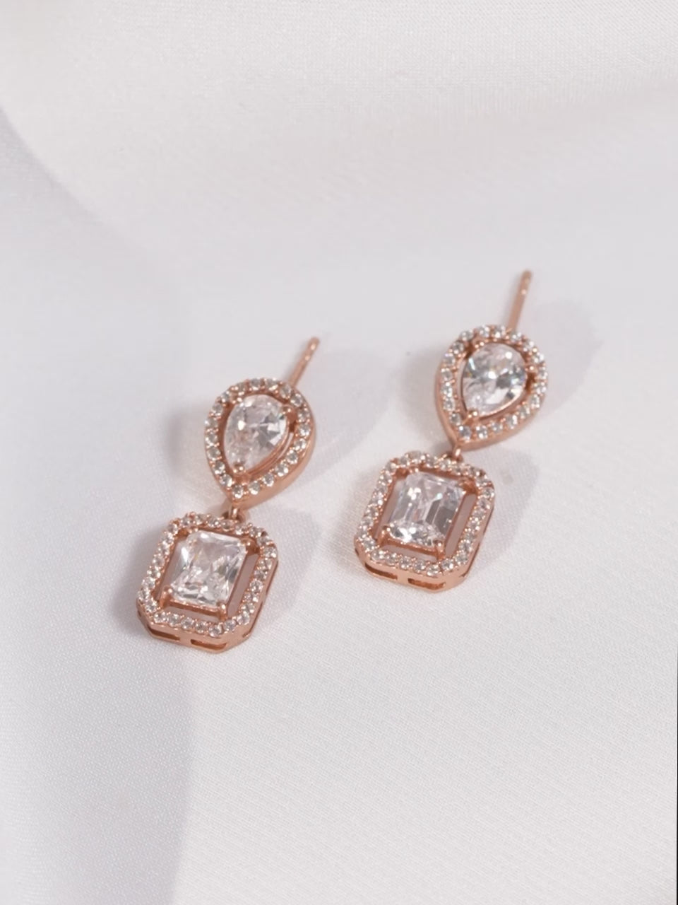 Elegant Squares American Diamond Zirconia Drop Earrings