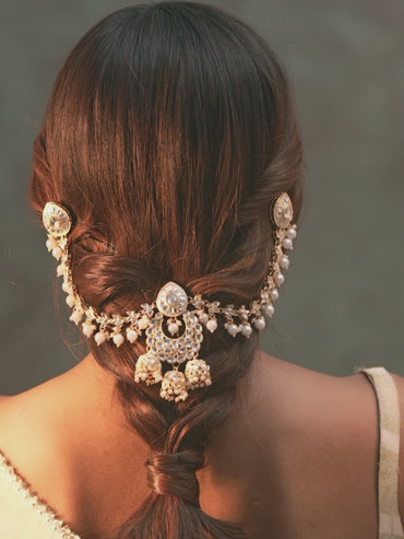 Pearl Meets Kundan Hair Brooch