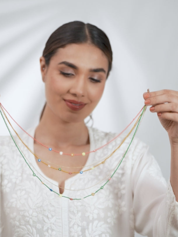 Rubans Voguish Women Blue Green Layered Necklace