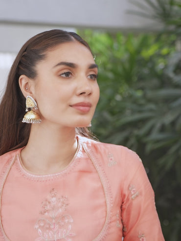 Luxurious Antique Gold Oxidised Jhumka