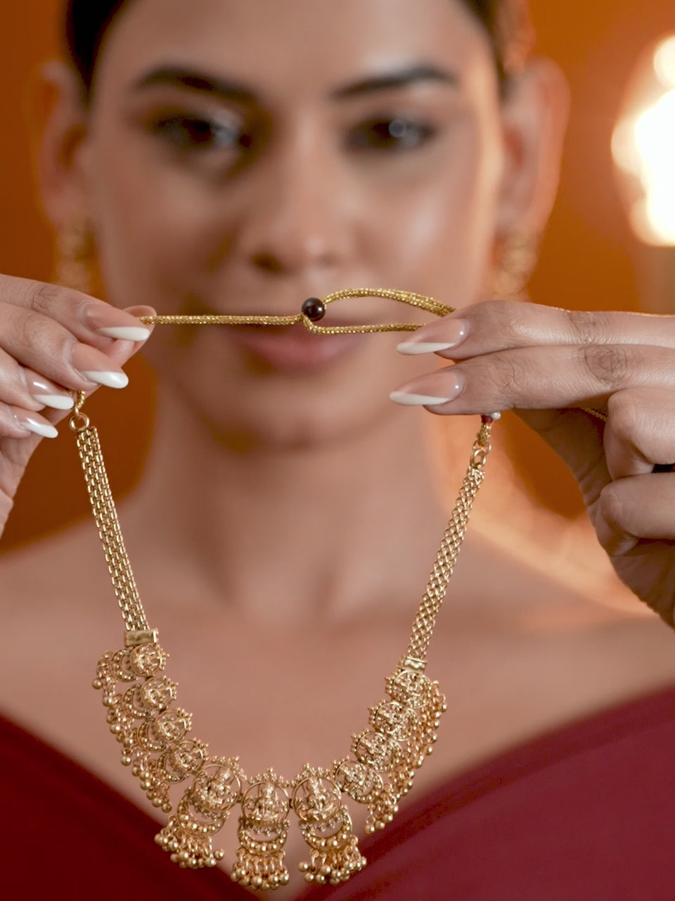 Laxmi Motif Temple Necklace Set