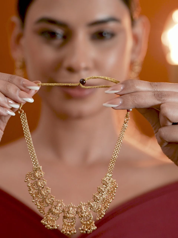 Laxmi Motif Temple Necklace Set