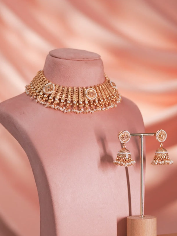 Regal Trinity Necklace with Jhumka