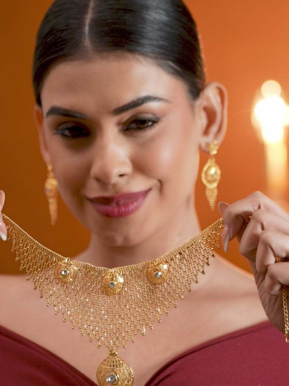 Sunlit Queen’s Gold-Plated Necklace Set