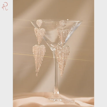 Party Perfect Heart Waterfall Shoulder Duster American Diamond Zirconia Earrings