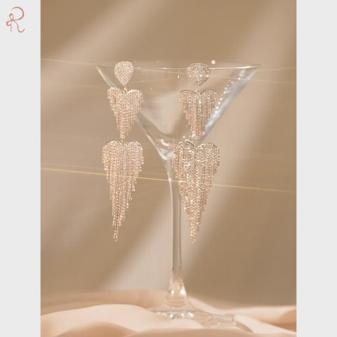 Party Perfect Heart Waterfall Shoulder Duster American Diamond Zirconia Earrings