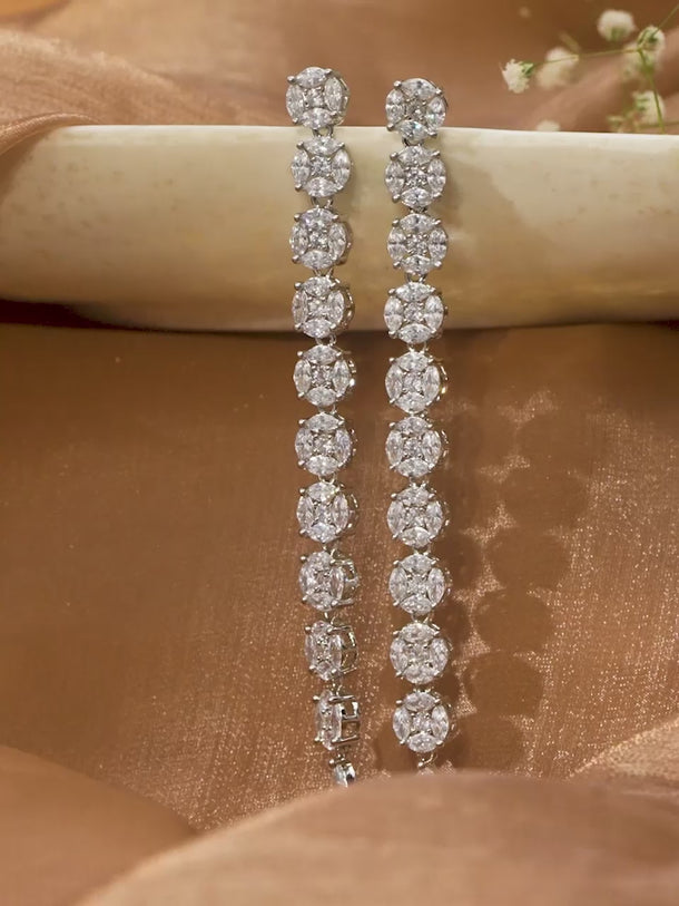 Silver Tinkle American Diamond Zirconia Danglers