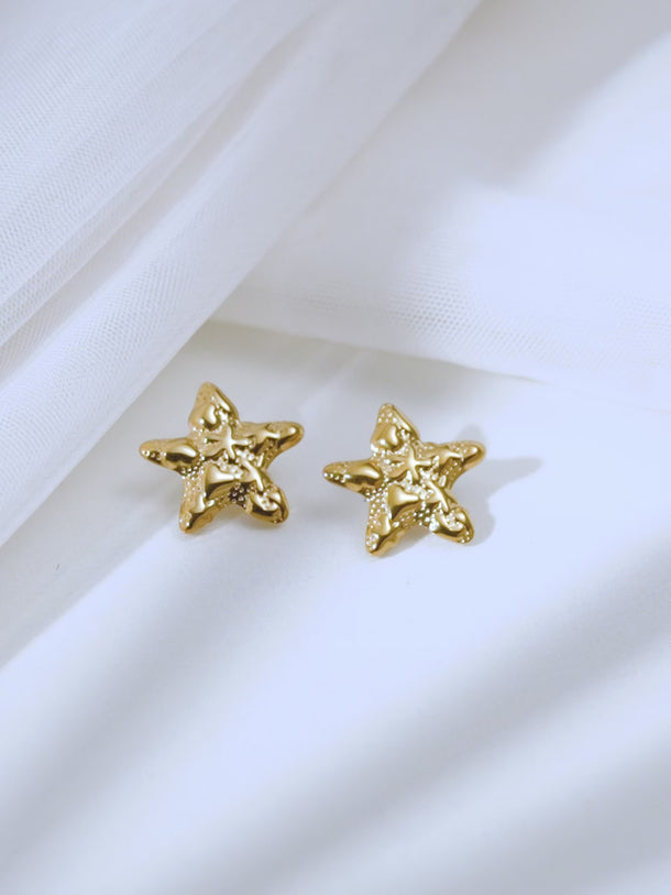 Demifine 18K Gold Plated Stainless steel Seaside Glow Star Studs Earrings
