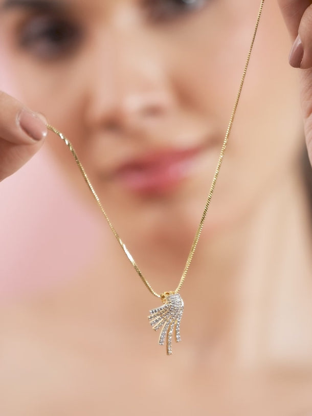 American Diamond Zirconia Golden Necklace Set