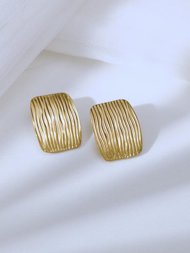 Demifine 18K Gold Plated Stainless steel Hammered Muse Statement Studs Earrings
