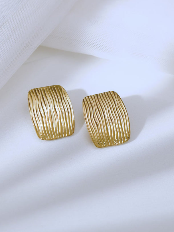 Demifine 18K Gold Plated Stainless steel Hammered Muse Statement Studs Earrings
