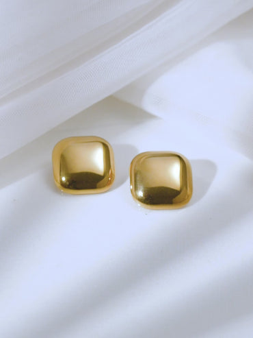 Demifine 18K Gold Plated Stainless steel Pillow Dome Stud Earrings