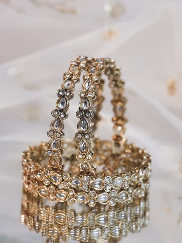 Ivory Elegance White Kundan Bangles