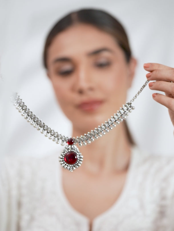 Rubans Oxidised Necklace with Stone