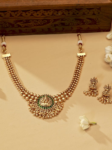 Radiant Green Short Temple Necklace Set
