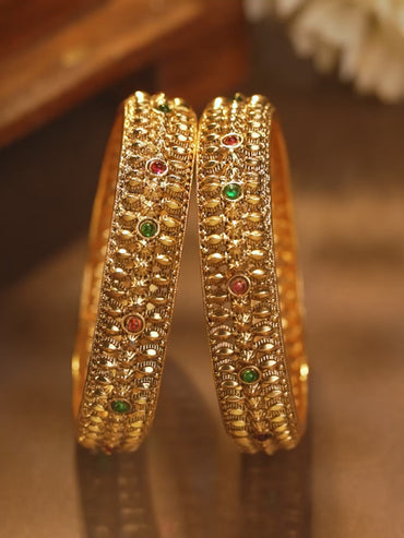 Stories in Green & Red Traditional Bangles