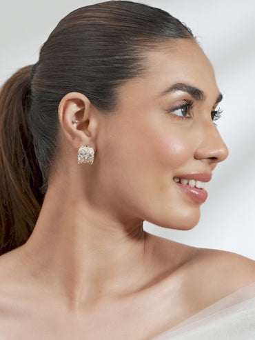 Prism Loop Golden American Diamond Zirconia Hoops