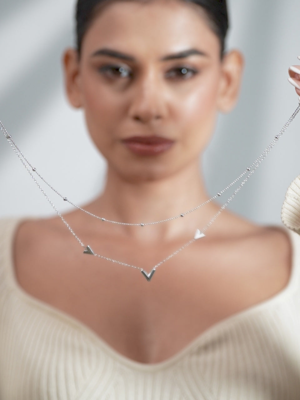 Minimal V Charm Chain Necklace